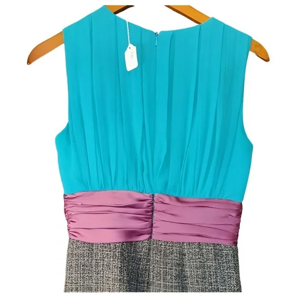 ๐ฉต๐Max and Cleo Teal and Fuchsia Houndstooth Sheath | Size 4 ๐ฉต๐ - Picture 4 of 8